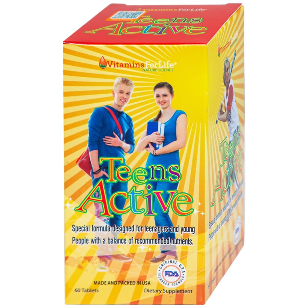  Viên uống Teens Active Vitamins For Life bổ sung vitamin và khoáng chất cho thanh thiếu niên (60 viên) 