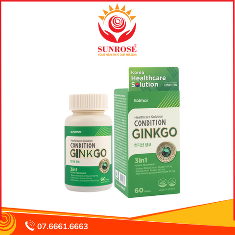  Condition Ginkgo hỗ trợ tuần hoàn não, lưu thông máu chai 60 viên 