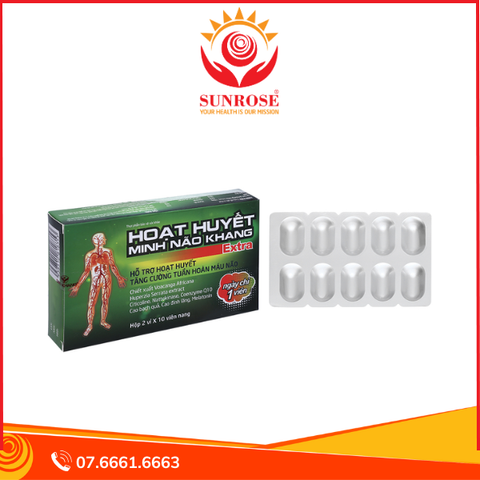  Hoạt huyết Minh Não Khang Extra giúp tăng cường tuần hoàn máu não hộp 20 viên 