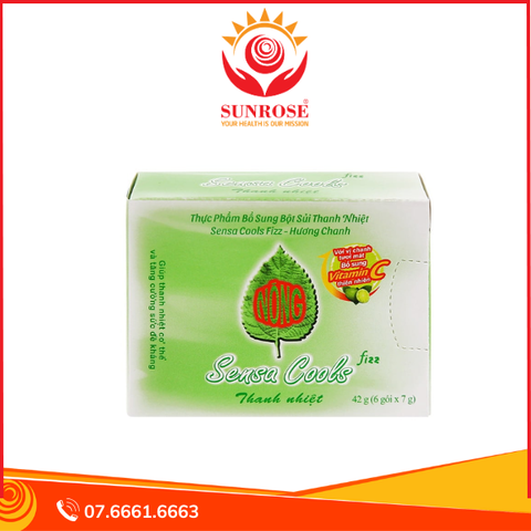  Bột sủi Sensa Cools hỗ trợ thanh nhiệt, bổ sung vitamin C hộp 6 gói x 7g 