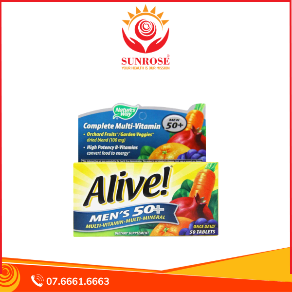  Alive Men's 50+ - Viên Uống Hỗ Trợ Bảo Vệ & Tăng Cường Sức Khoẻ Cho Nam Giới Ngoài 50( Hộp 50 viên) 