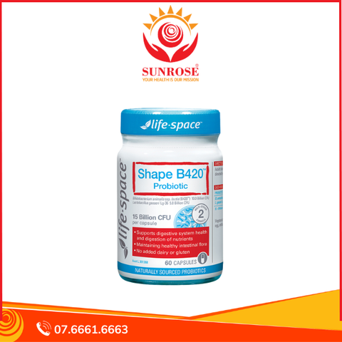  Viên uống Life-space Shape B420 Probiotic bổ sung men vi sinh hỗ trợ hệ tiêu hóa và kiểm soát cân nặng (Chai 60 viên) 