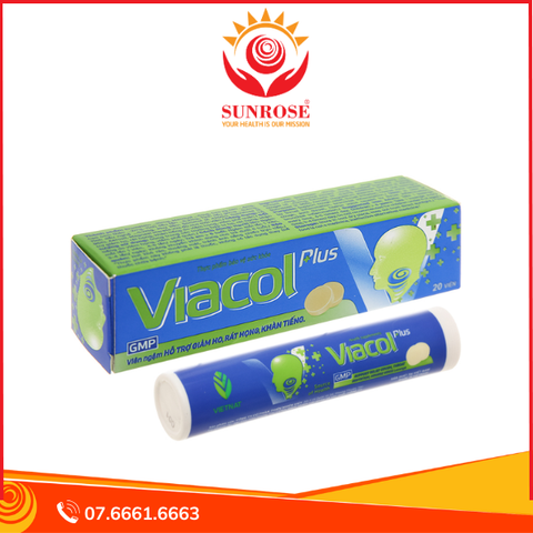  Viên ngậm Viacol Plus hỗ trợ giảm ho, đau rát họng tuýp 20 viên 