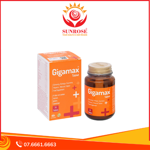  Gigamax hỗ trợ tăng cường tuần hoàn máu não, giúp cải thiện trí nhớ hộp 30 viên 