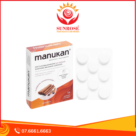  Viên ngậm Manukan Cinnamon hỗ trợ giảm ho, bổ phổi hộp 16 viên 