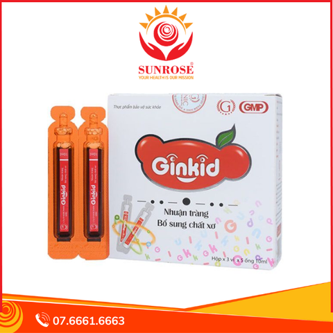  Siro Ginkid GINIC nhuận tràng, bổ sung chất xơ (3 vỉ x 5 ống x 10ml) 