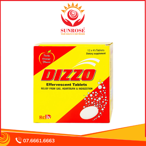  Viên sủi Dizzo Reliv hỗ trợ tiêu hóa, giảm triệu chứng đầy hơi, ợ hơi, khó tiêu (12 vỉ x 4 viên) 