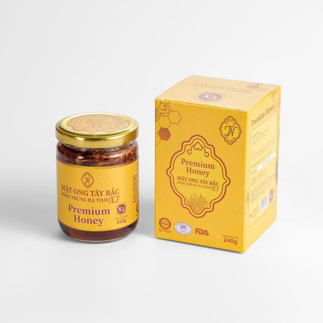  Mật ong Tây Bắc đông trùng hạ thảo X3 (Hũ 240g) 