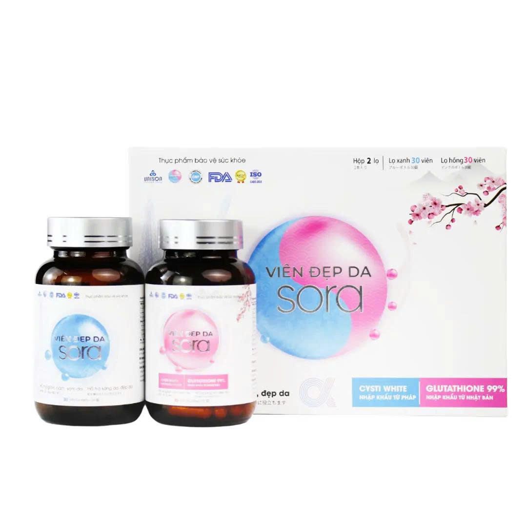  Bộ đôi viên uống đẹp da Sora – Cải thiện sạm nám, dưỡng sáng da (2 hộp/60 viên) 