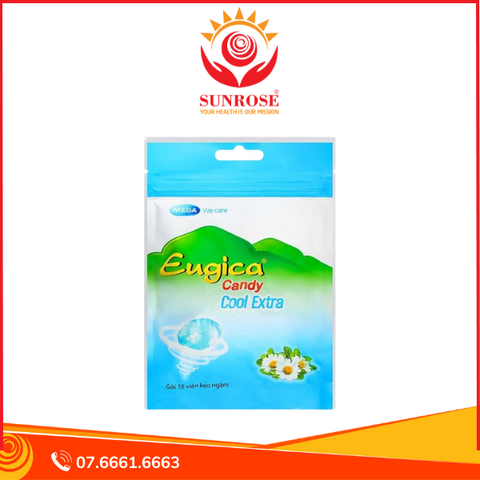 Kẹo ngậm thảo dược Eugica Candy Cool Extra giảm đau họng gói 15 viên 