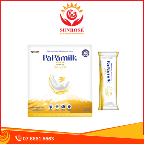  Sữa non tổ yến Papamilk Gold hỗ trợ xương khớp Hộp 24 gói 