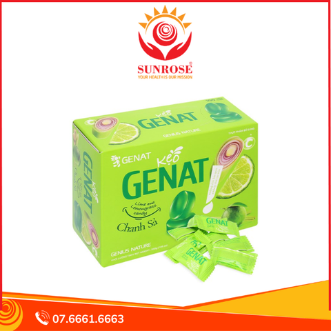  Kẹo ngậm Genat Lime and Lemongrass candy Chanh Sả hộp 100 viên 