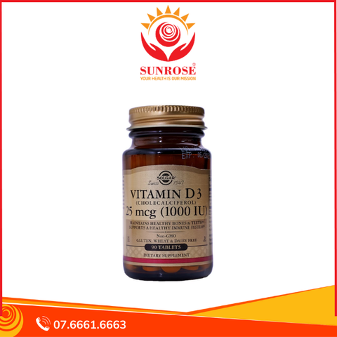  Viên uống Solgar bổ sung Vitamin D3 1000IU (Lọ 90 viên) 