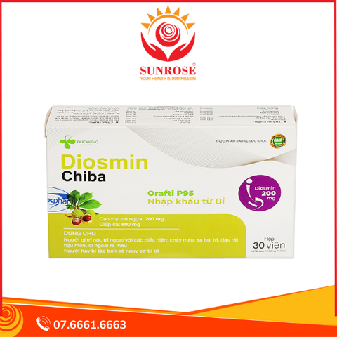  Diosmin Chiba giảm táo bón, hỗ trợ giảm trĩ hộp 30 viên 