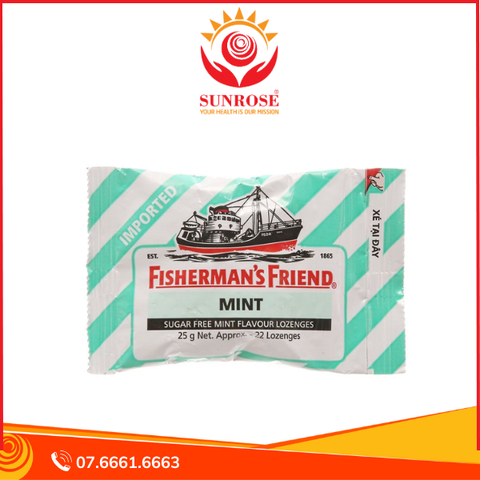  Kẹo cay Con Tàu Fisherman's Friend không đường vị bạc hà gói 25g 