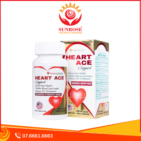  Viên uống Heart Ace Support Vitamins For Life hỗ trợ sức khỏe tim mạch, điều hòa nhịp tim (Hộp 30 viên) 