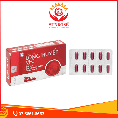  Long Huyết VFC giảm biểu hiện phù nề sau chấn thương hộp 20 viên 