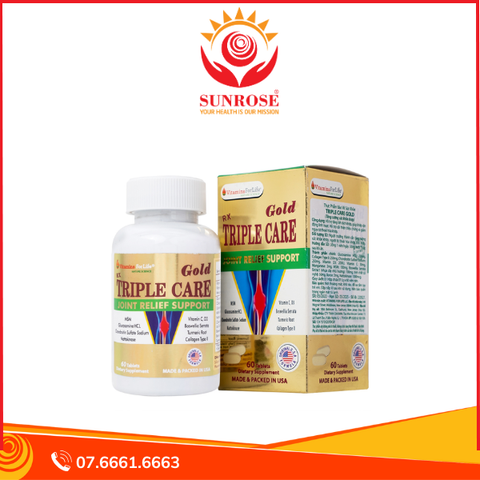  Viên nang cứng Triple Care Gold Vitamins For Life Hỗ trợ tăng tiết dịch khớp, giảm thoái hóa khớp (60 viên) 