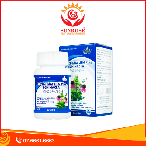  Viên nén Xuyên Tâm Liên Plus Echinacea Kingphar hỗ trợ giảm ho, giảm đờm, giảm đau rát họng (60 viên) 