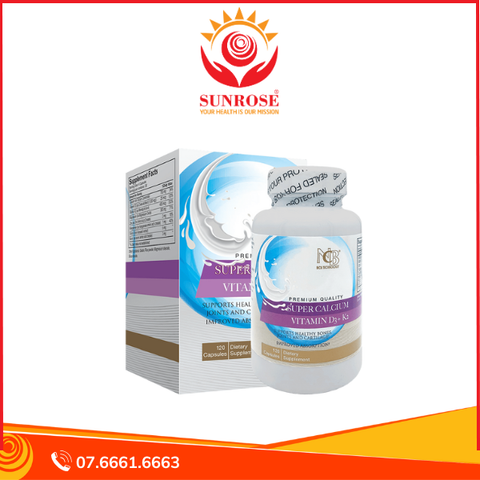  Super Calcium Vitamin D3 + K2 giúp xương, khớp, sụn khỏe mạnh hộp 120 viên 