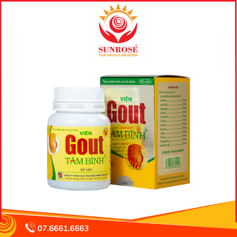  Viên Gout Tâm Bình hỗ trợ giảm triệu chứng đau do gout chai 60 viên 