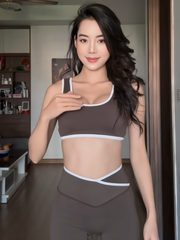 Bộ Đồ Tập Gym Yoga Nữ UNIQ Cool Peel - Áo Cổ Vuông Viền Trắng & Quần Legging Đùi Cạp Chéo