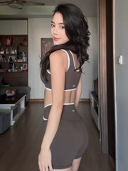 Bộ Đồ Tập Gym Yoga Nữ UNIQ Cool Peel - Áo Cổ Vuông Viền Trắng & Quần Legging Đùi Cạp Chéo