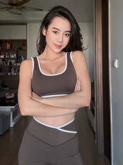 Bộ Đồ Tập Gym Yoga Nữ UNIQ Cool Peel - Áo Cổ Vuông Viền Trắng & Quần Legging Đùi Cạp Chéo