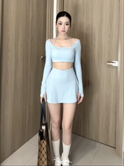 Set Váy Pickleball Nữ UNIQ Cool Peel - Áo Tay Dài Xỏ Ngón & Chân Váy