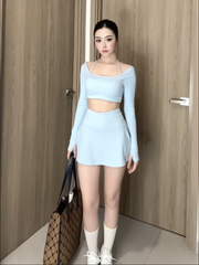 Set Váy Pickleball Nữ UNIQ Cool Peel - Áo Tay Dài Xỏ Ngón & Chân Váy