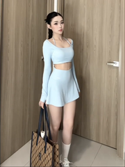 Set Váy Pickleball Nữ UNIQ Cool Peel - Áo Tay Dài Xỏ Ngón & Chân Váy