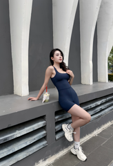 Jumpsuit Đùi Gym Yoga Nữ UNIQ Khoét Lưng Khuy Trang Trí