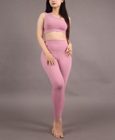 Bộ Đồ Tập Gym Yoga Nữ UNIQ Cool Peel – Áo Lệch Vai & Quần Legging Thắt Nơ Hông