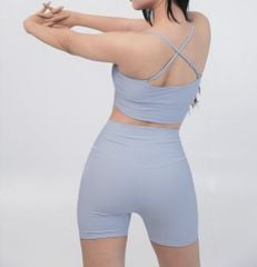 Bộ Đồ Tập Gym Yoga Nữ UNIQ Cool Peel - Áo Hai Dây Lưng Chữ X & Legging Đùi