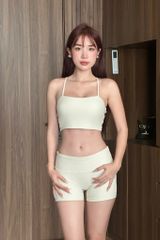 Bộ Đồ Tập Gym Yoga Nữ UNIQ Cool Peel - Áo Hai Dây Lưng Chữ X & Legging Đùi