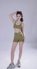 Bộ Đồ Tập Gym Yoga Nữ UNIQ Cool Peel - Áo Cổ Vuông Viền Trắng & Quần Legging Đùi Cạp Chéo