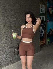 Bộ Đồ Tập Gym Yoga Nữ UNIQ Cool Peel – Áo Line Viền Trắng Nổi & Quần Legging Đùi