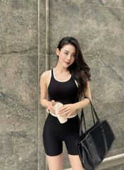 Bộ Đồ Tập Gym Yoga Nữ UNIQ Cool Peel – Áo Line Viền Trắng Nổi & Quần Legging Đùi