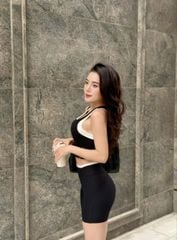 Bộ Đồ Tập Gym Yoga Nữ UNIQ Cool Peel – Áo Line Viền Trắng Nổi & Quần Legging Đùi