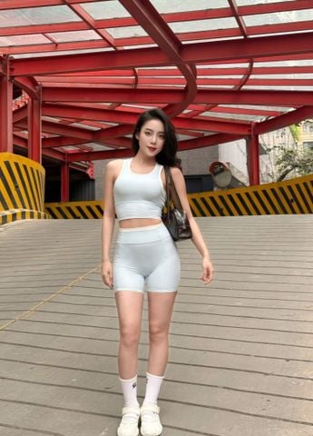 Bộ Đồ Tập Gym Yoga Nữ UNIQ Cool Peel – Áo Line Viền Trắng Nổi & Quần Legging Đùi