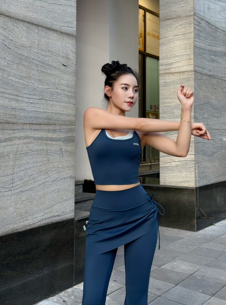 Bộ Đồ Tập Yoga Gym Nữ UNIQ Cool Peel - Áo Cami Phối Màu & Quần Váy Ống Loe