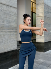 Bộ Đồ Tập Yoga Gym Nữ UNIQ Cool Peel - Áo Cami Phối Màu & Quần Váy Ống Loe