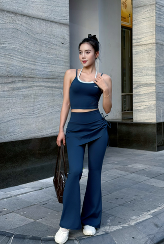 Bộ Đồ Tập Yoga Gym Nữ UNIQ Cool Peel - Áo Cami Phối Màu & Quần Váy Ống Loe