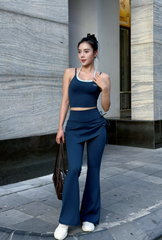 Bộ Đồ Tập Yoga Gym Nữ UNIQ Cool Peel - Áo Cami Phối Màu & Quần Váy Ống Loe