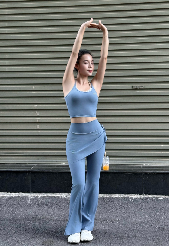 Bộ Đồ Tập Yoga Gym Nữ UNIQ Cool Peel - Áo Cami Phối Màu & Quần Váy Ống Loe