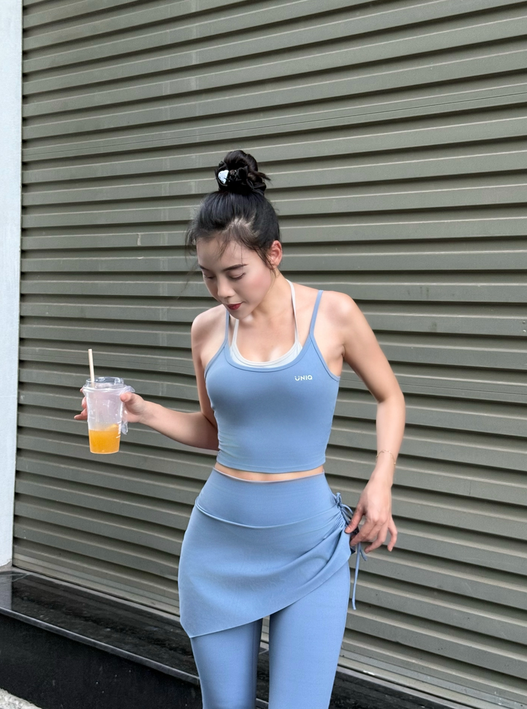 Bộ Đồ Tập Yoga Gym Nữ UNIQ Cool Peel - Áo Cami Phối Màu & Quần Váy Ống Loe