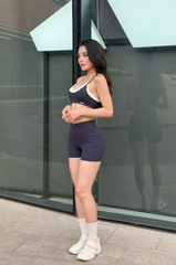 Bộ Đồ Tập Gym Yoga Nữ UNIQ Cool Peel - Áo Hai Dây Khuy Tròn Viền Nổi & Quần Legging Đùi Cạp Chéo