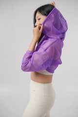 Áo Khoác Lưới Croptop Thể Thao Nữ UNIQ Thoáng Khí Tay Dài Có Mũ