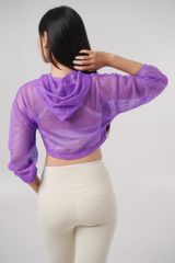 Áo Khoác Lưới Croptop Thể Thao Nữ UNIQ Thoáng Khí Tay Dài Có Mũ