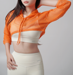 Áo Khoác Lưới Croptop Thể Thao Nữ UNIQ Thoáng Khí Tay Dài Có Mũ